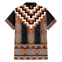 Orange Taniko Pattern Aotearoa Family Matching Tank Maxi Dress and Hawaiian Shirt Niho Taniwha Mix Poutama LT14 - Polynesian Pride