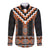 Orange Taniko Pattern Aotearoa Long Sleeve Button Shirt Niho Taniwha Mix Poutama LT14