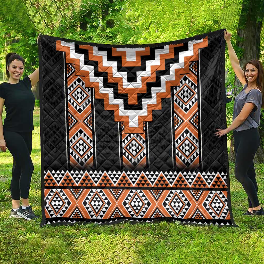 Orange Taniko Pattern Aotearoa Quilt Niho Taniwha Mix Poutama