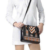 Orange Taniko Pattern Aotearoa Shoulder Handbag Niho Taniwha Mix Poutama