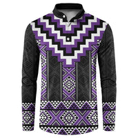 Purple Taniko Pattern Aotearoa Button Sweatshirt Niho Taniwha Mix Poutama LT14