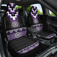 Purple Taniko Pattern Aotearoa Car Seat Cover Niho Taniwha Mix Poutama LT14 One Size Purple - Polynesian Pride