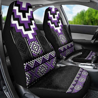 Purple Taniko Pattern Aotearoa Car Seat Cover Niho Taniwha Mix Poutama LT14 - Polynesian Pride