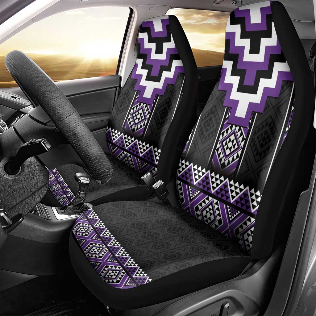 Purple Taniko Pattern Aotearoa Car Seat Cover Niho Taniwha Mix Poutama LT14 - Polynesian Pride