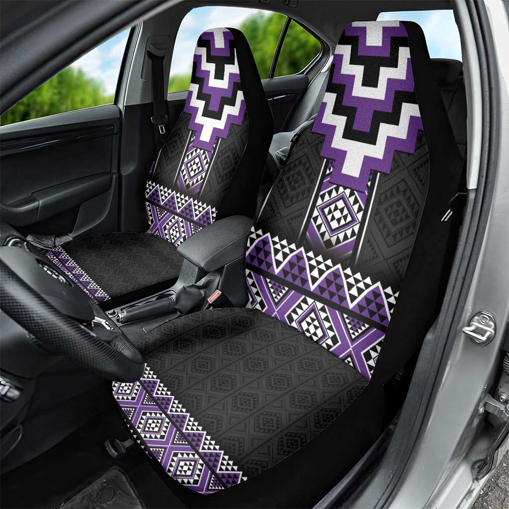 Purple Taniko Pattern Aotearoa Car Seat Cover Niho Taniwha Mix Poutama LT14 - Polynesian Pride