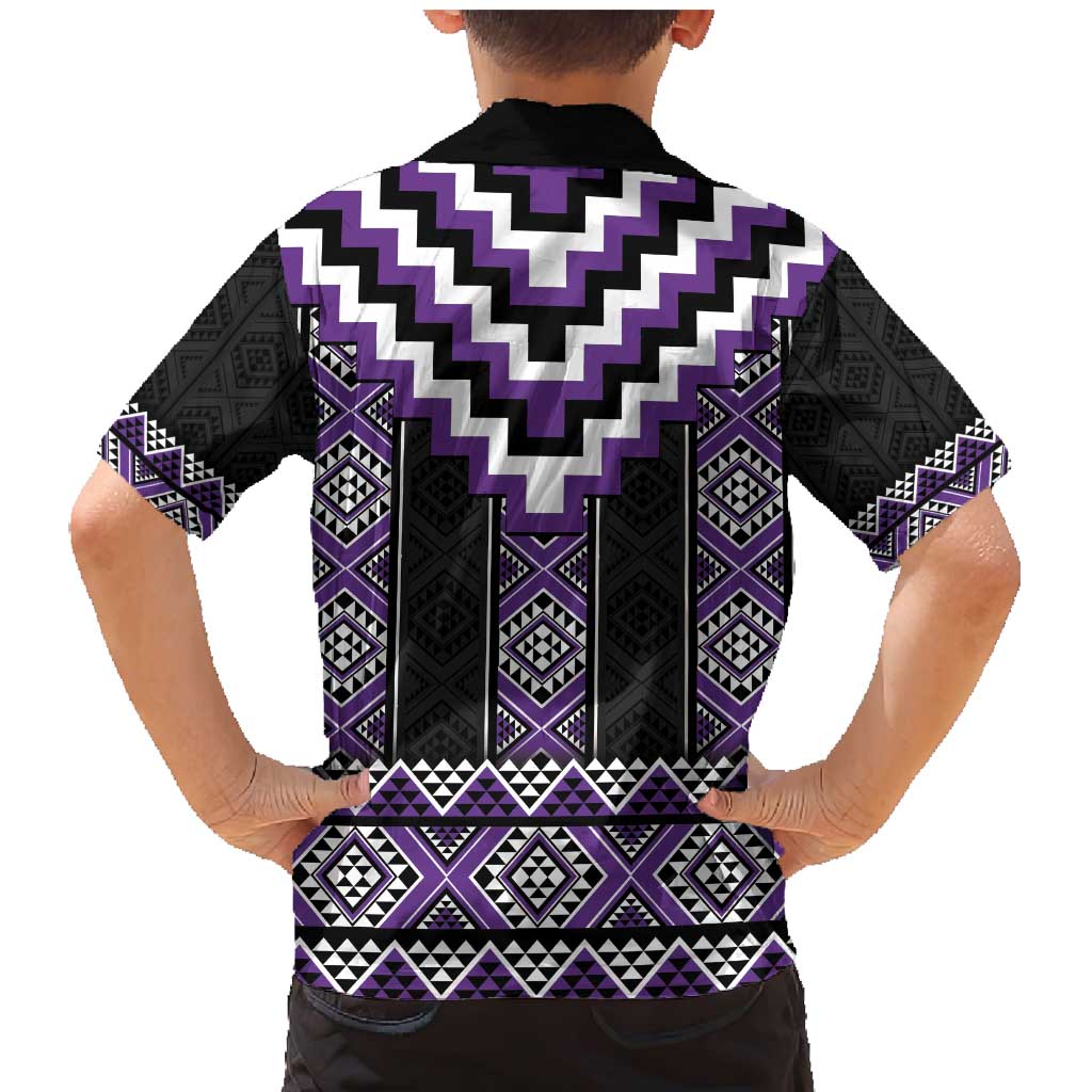 Purple Taniko Pattern Aotearoa Family Matching Mermaid Dress and Hawaiian Shirt Niho Taniwha Mix Poutama LT14 - Polynesian Pride