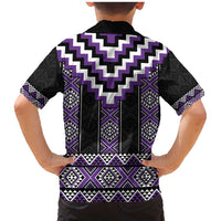 Purple Taniko Pattern Aotearoa Family Matching Mermaid Dress and Hawaiian Shirt Niho Taniwha Mix Poutama LT14 - Polynesian Pride
