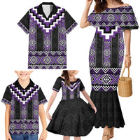 Purple Taniko Pattern Aotearoa Family Matching Mermaid Dress and Hawaiian Shirt Niho Taniwha Mix Poutama LT14 - Polynesian Pride