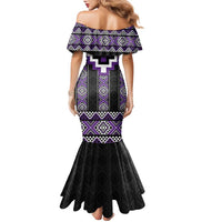 Purple Taniko Pattern Aotearoa Family Matching Mermaid Dress and Hawaiian Shirt Niho Taniwha Mix Poutama LT14 - Polynesian Pride