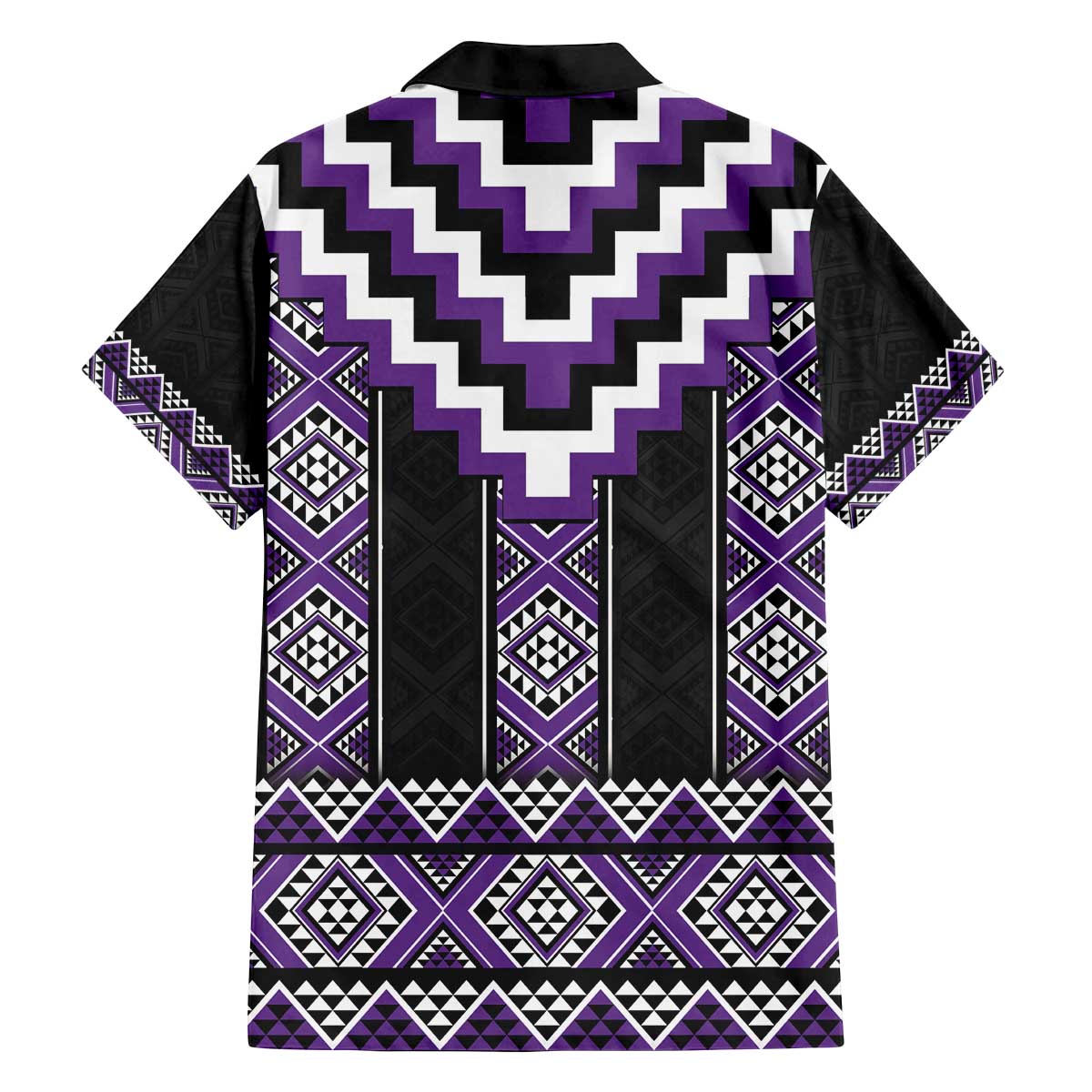 Purple Taniko Pattern Aotearoa Family Matching Off The Shoulder Long Sleeve Dress and Hawaiian Shirt Niho Taniwha Mix Poutama LT14 - Polynesian Pride