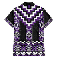 Purple Taniko Pattern Aotearoa Family Matching Short Sleeve Bodycon Dress and Hawaiian Shirt Niho Taniwha Mix Poutama LT14 - Polynesian Pride