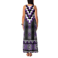 Purple Taniko Pattern Aotearoa Family Matching Tank Maxi Dress and Hawaiian Shirt Niho Taniwha Mix Poutama LT14 - Polynesian Pride