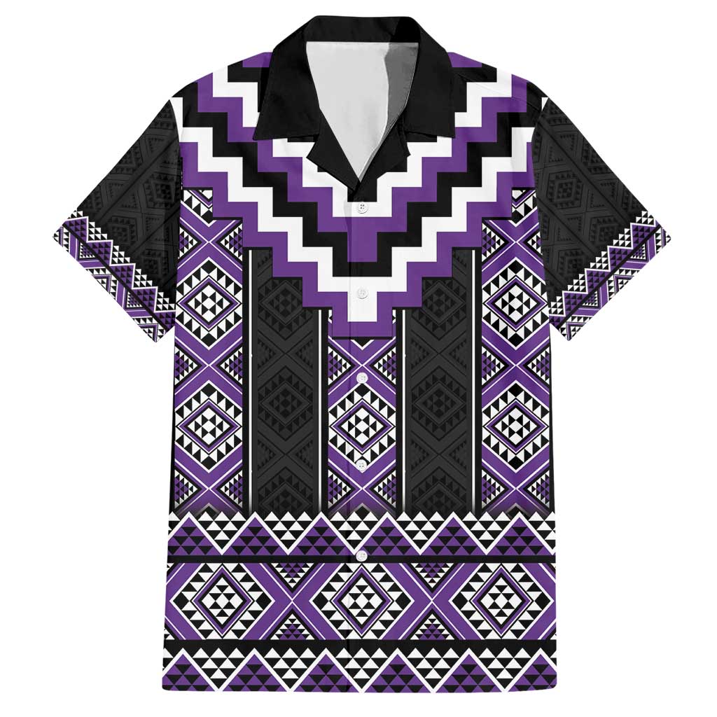 Purple Taniko Pattern Aotearoa Hawaiian Shirt Niho Taniwha Mix Poutama LT14 Purple - Polynesian Pride