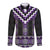 Purple Taniko Pattern Aotearoa Long Sleeve Button Shirt Niho Taniwha Mix Poutama LT14
