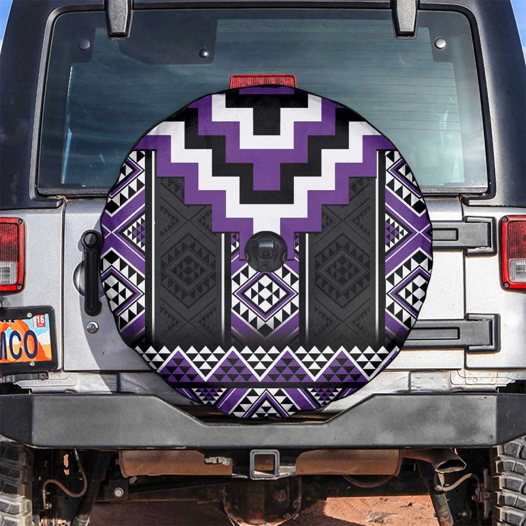 Purple Taniko Pattern Aotearoa Spare Tire Cover Niho Taniwha Mix Poutama LT14 Purple - Polynesian Pride