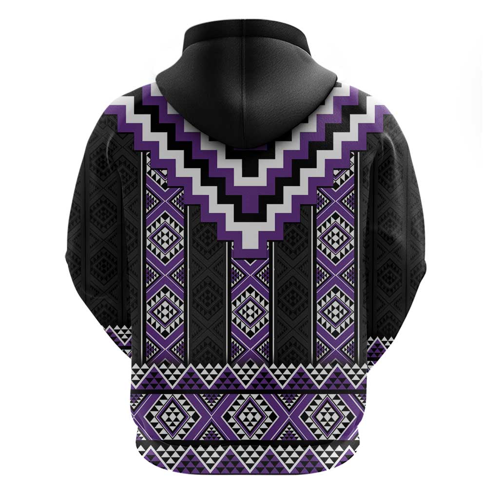 Purple Taniko Pattern Aotearoa Zip Hoodie Niho Taniwha Mix Poutama LT14 - Polynesian Pride