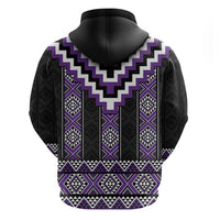 Purple Taniko Pattern Aotearoa Zip Hoodie Niho Taniwha Mix Poutama LT14 - Polynesian Pride