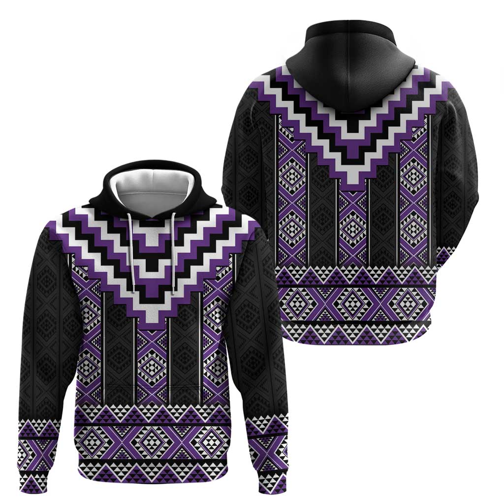 Purple Taniko Pattern Aotearoa Zip Hoodie Niho Taniwha Mix Poutama LT14 - Polynesian Pride