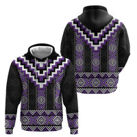 Purple Taniko Pattern Aotearoa Zip Hoodie Niho Taniwha Mix Poutama LT14 - Polynesian Pride