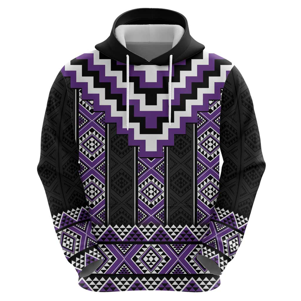 Purple Taniko Pattern Aotearoa Zip Hoodie Niho Taniwha Mix Poutama LT14 - Polynesian Pride