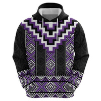 Purple Taniko Pattern Aotearoa Zip Hoodie Niho Taniwha Mix Poutama LT14 - Polynesian Pride