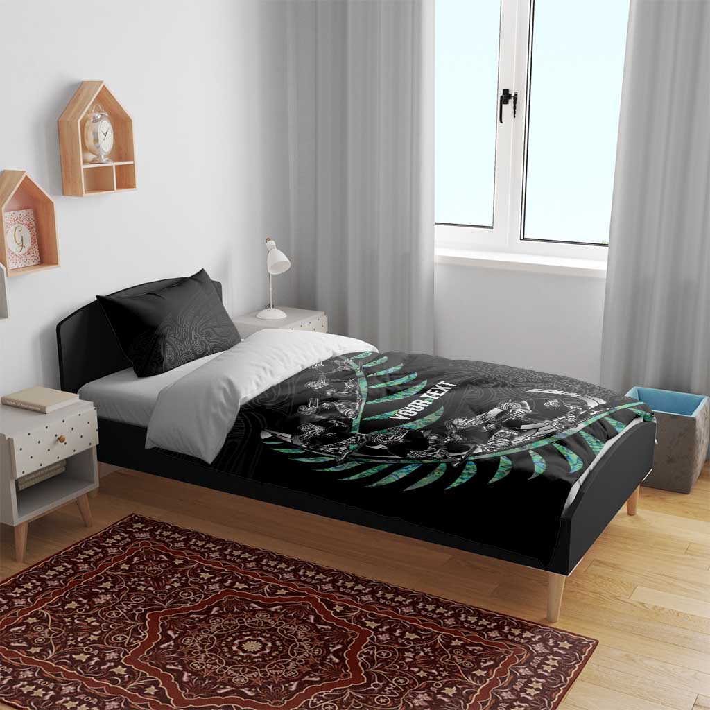 Custom New Zealand Silver Fern Rugby Bedding Set Aotearoa Kiwi Maori Pattern LT14
