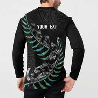 Custom New Zealand Silver Fern Rugby Button Sweatshirt Aotearoa Kiwi Maori Pattern