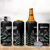 Custom New Zealand Silver Fern Rugby 4 in 1 Can Cooler Tumbler Aotearoa Kiwi Maori Pattern LT14 - Polynesian Pride