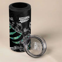 Custom New Zealand Silver Fern Rugby 4 in 1 Can Cooler Tumbler Aotearoa Kiwi Maori Pattern LT14 - Polynesian Pride
