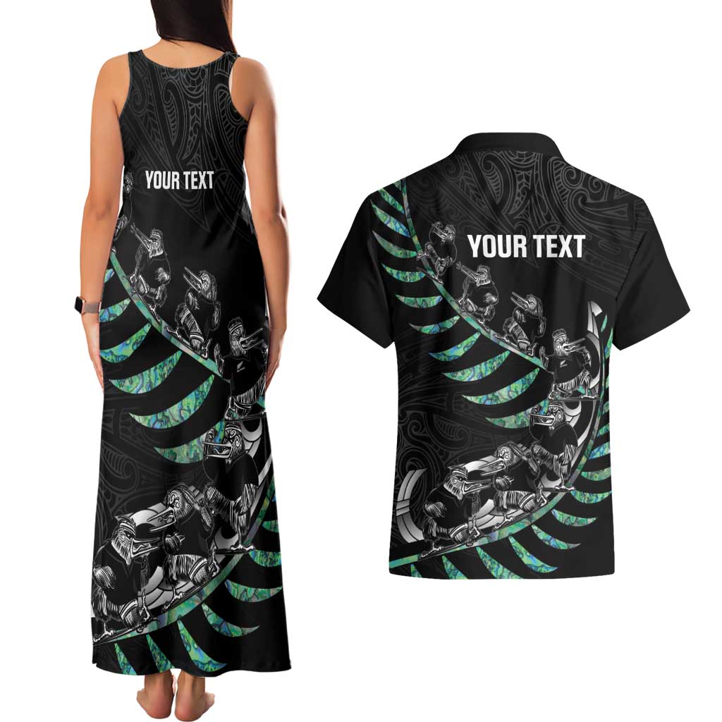 Custom New Zealand Silver Fern Rugby Couples Matching Tank Maxi Dress and Hawaiian Shirt Aotearoa Kiwi Maori Pattern LT14 - Polynesian Pride