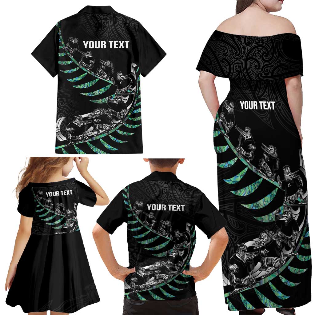 Custom New Zealand Silver Fern Rugby Family Matching Off Shoulder Maxi Dress and Hawaiian Shirt Aotearoa Kiwi Maori Pattern LT14 - Polynesian Pride