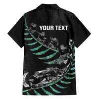 Custom New Zealand Silver Fern Rugby Family Matching Off Shoulder Short Dress and Hawaiian Shirt Aotearoa Kiwi Maori Pattern LT14 - Polynesian Pride