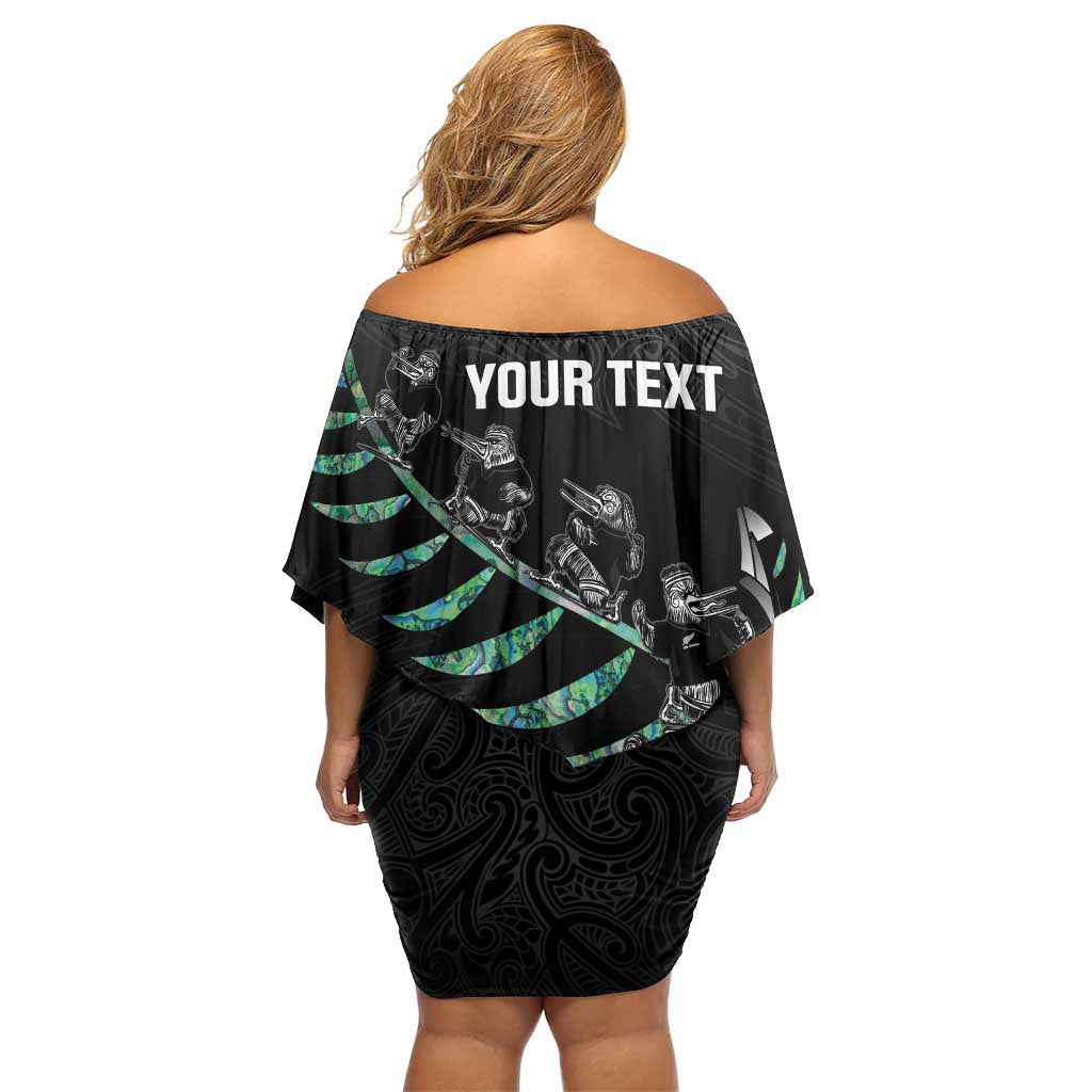 Custom New Zealand Silver Fern Rugby Family Matching Off Shoulder Short Dress and Hawaiian Shirt Aotearoa Kiwi Maori Pattern LT14 - Polynesian Pride