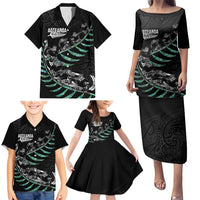 Custom New Zealand Silver Fern Rugby Family Matching Puletasi and Hawaiian Shirt Aotearoa Kiwi Maori Pattern LT14 - Polynesian Pride