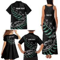 Custom New Zealand Silver Fern Rugby Family Matching Tank Maxi Dress and Hawaiian Shirt Aotearoa Kiwi Maori Pattern LT14 - Polynesian Pride
