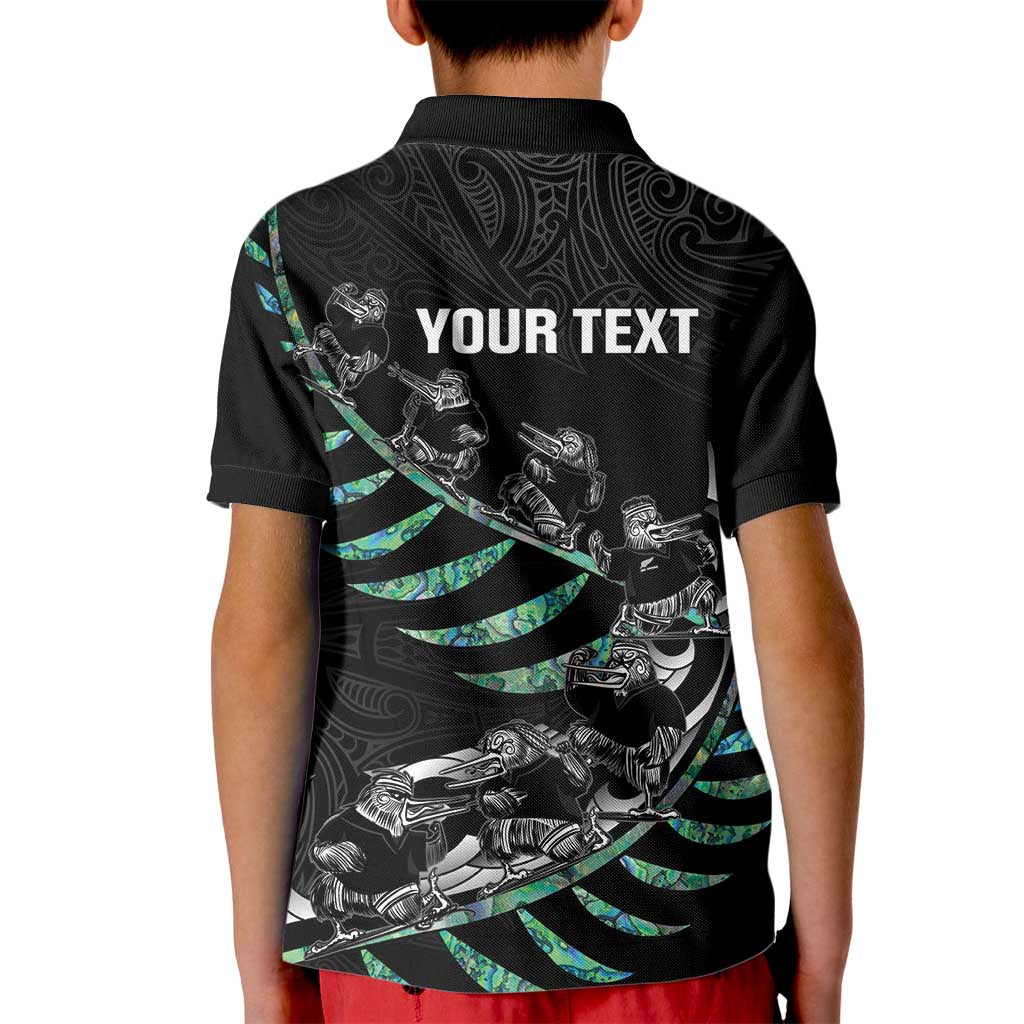 Custom New Zealand Silver Fern Rugby Kid Polo Shirt Aotearoa Kiwi Maori Pattern LT14 - Polynesian Pride