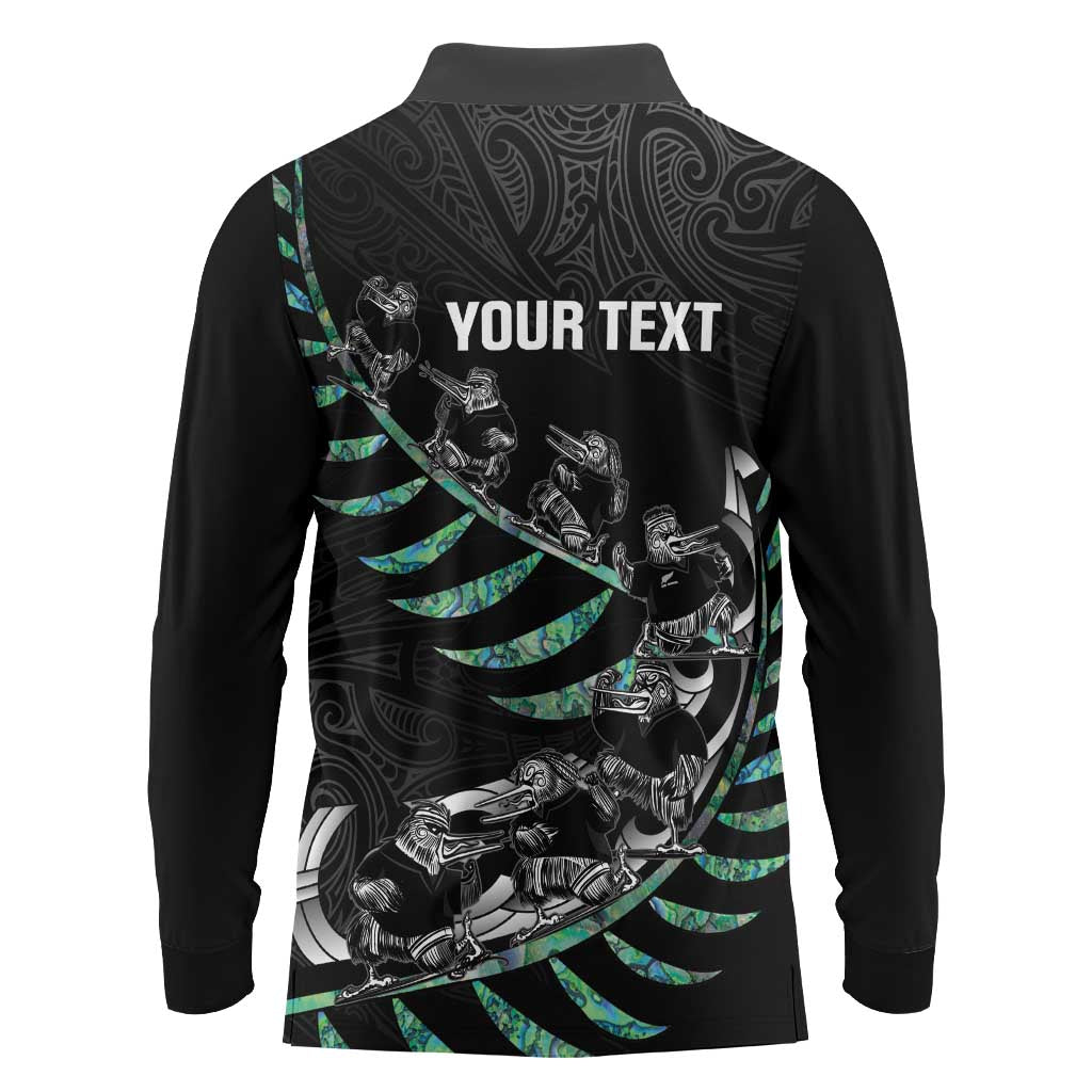 Custom New Zealand Silver Fern Rugby Long Sleeve Polo Shirt Aotearoa Kiwi Maori Pattern LT14 - Polynesian Pride