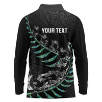Custom New Zealand Silver Fern Rugby Long Sleeve Polo Shirt Aotearoa Kiwi Maori Pattern LT14 - Polynesian Pride
