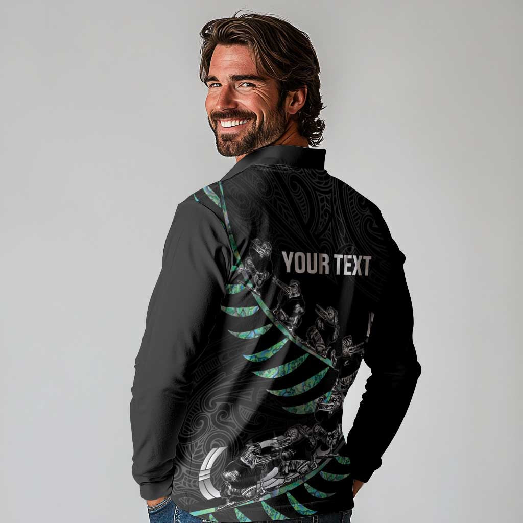 Custom New Zealand Silver Fern Rugby Long Sleeve Polo Shirt Aotearoa Kiwi Maori Pattern LT14 - Polynesian Pride