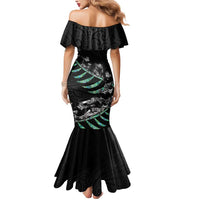 Custom New Zealand Silver Fern Rugby Mermaid Dress Aotearoa Kiwi Maori Pattern LT14 - Polynesian Pride