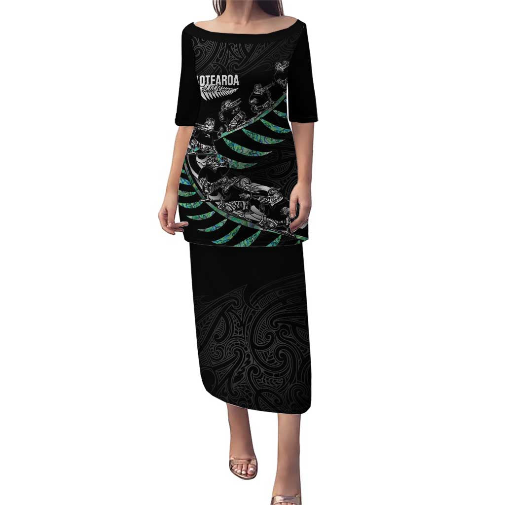 Custom New Zealand Silver Fern Rugby Puletasi Aotearoa Kiwi Maori Pattern