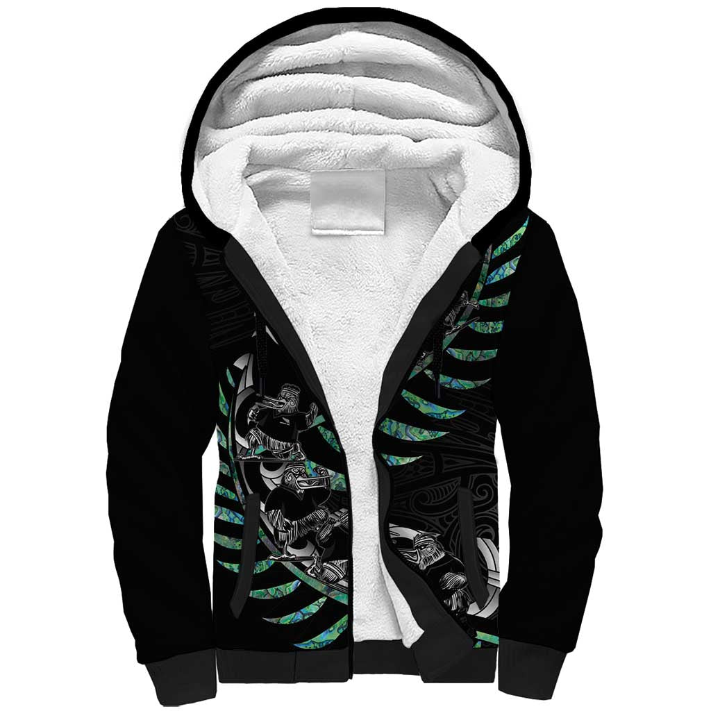 Custom New Zealand Silver Fern Rugby Sherpa Hoodie Aotearoa Kiwi Maori Pattern LT14 Unisex Black - Polynesian Pride