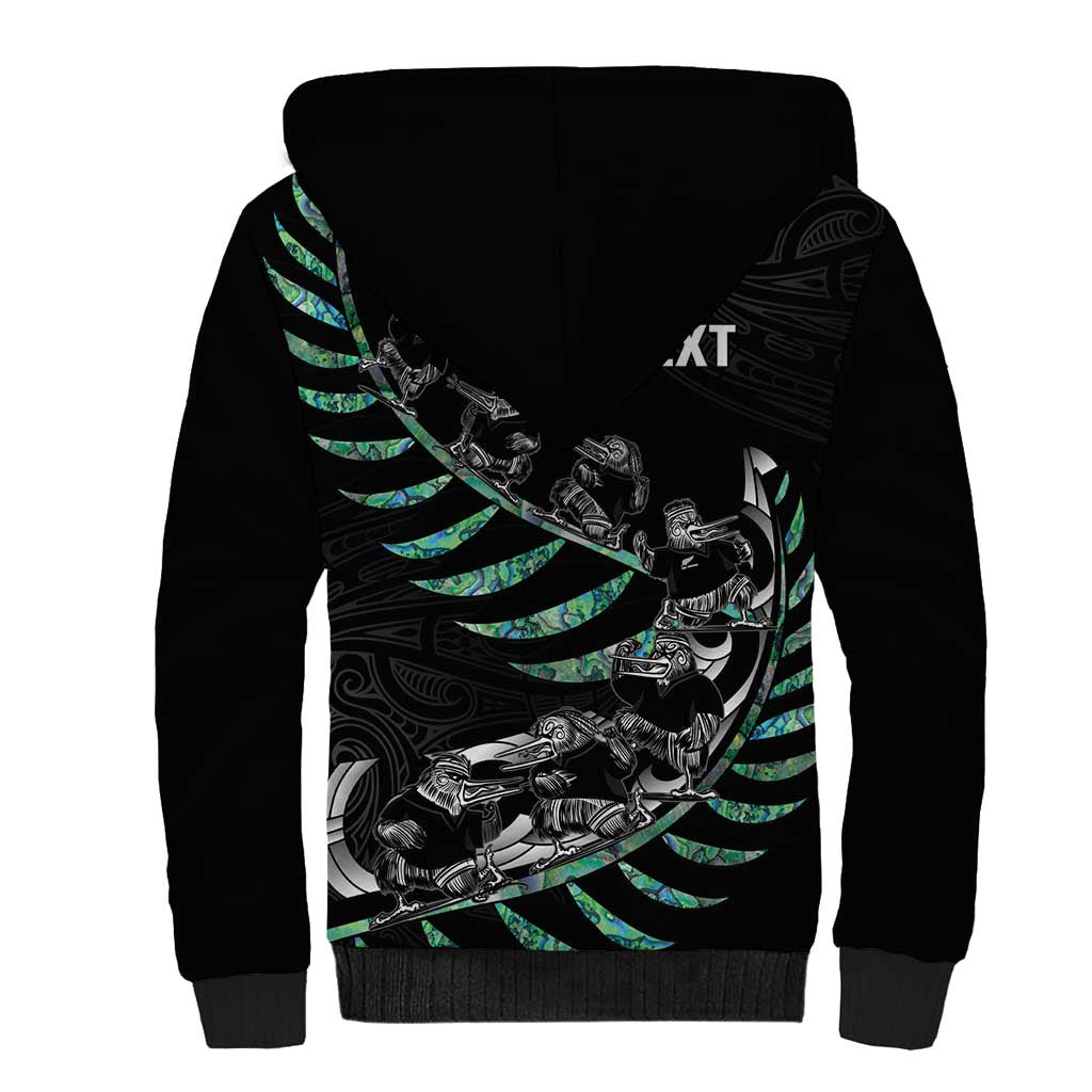 Custom New Zealand Silver Fern Rugby Sherpa Hoodie Aotearoa Kiwi Maori Pattern LT14 - Polynesian Pride