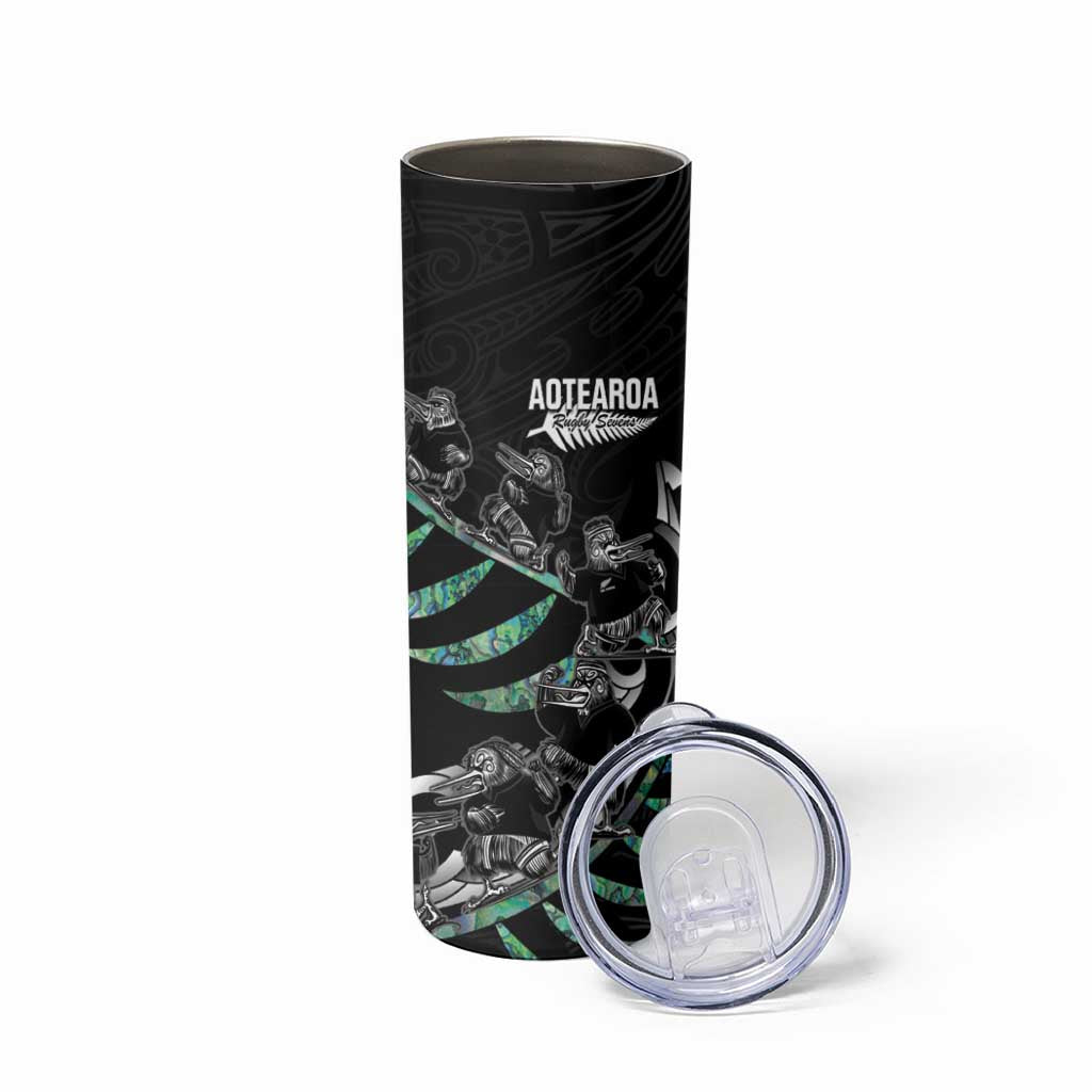 Custom New Zealand Silver Fern Rugby Skinny Tumbler Aotearoa Kiwi Maori Pattern LT14 - Polynesian Pride