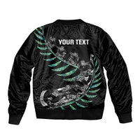 Custom New Zealand Silver Fern Rugby Sleeve Zip Bomber Jacket Aotearoa Kiwi Maori Pattern LT14 - Polynesian Pride