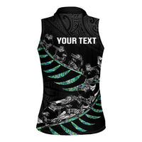 Custom New Zealand Silver Fern Rugby Women Sleeveless Polo Shirt Aotearoa Kiwi Maori Pattern LT14 - Polynesian Pride
