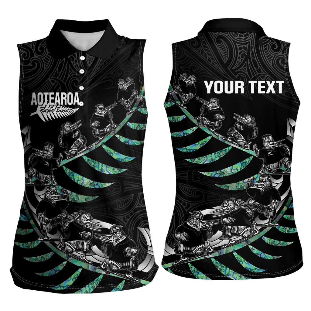 Custom New Zealand Silver Fern Rugby Women Sleeveless Polo Shirt Aotearoa Kiwi Maori Pattern LT14 - Polynesian Pride