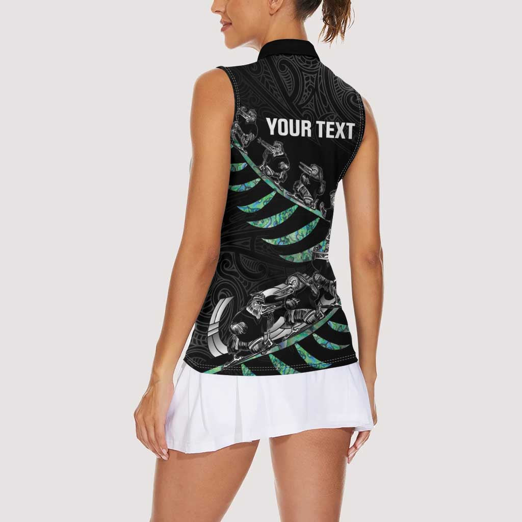 Custom New Zealand Silver Fern Rugby Women Sleeveless Polo Shirt Aotearoa Kiwi Maori Pattern LT14 - Polynesian Pride