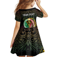 Personalised Vanuatu Family Matching Off The Shoulder Long Sleeve Dress and Hawaiian Shirt Yumi 45th Hapi Independens Dei - Black Version LT14 - Polynesian Pride