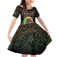 Personalised Vanuatu Family Matching Off Shoulder Short Dress and Hawaiian Shirt Yumi 45th Hapi Independens Dei - Black Version LT14